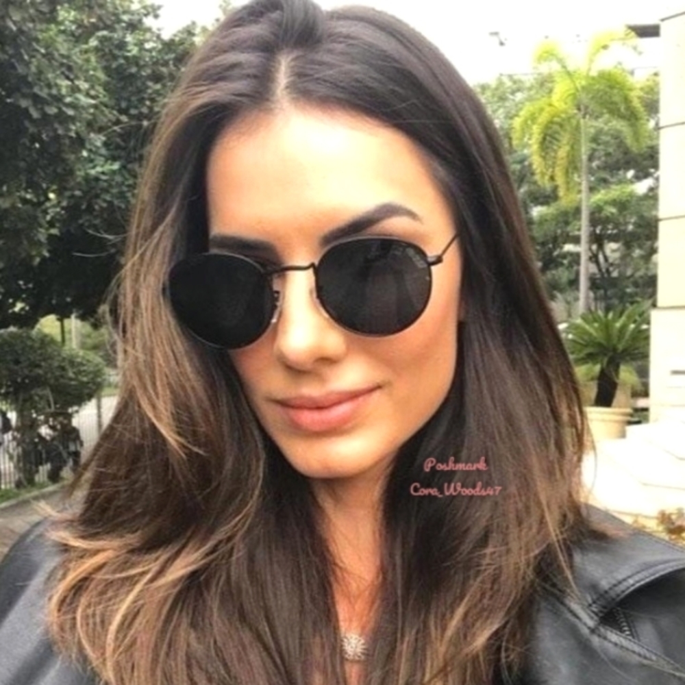 RayBan Round Metal Black Lenses RB3447 Black Frame Unisex New